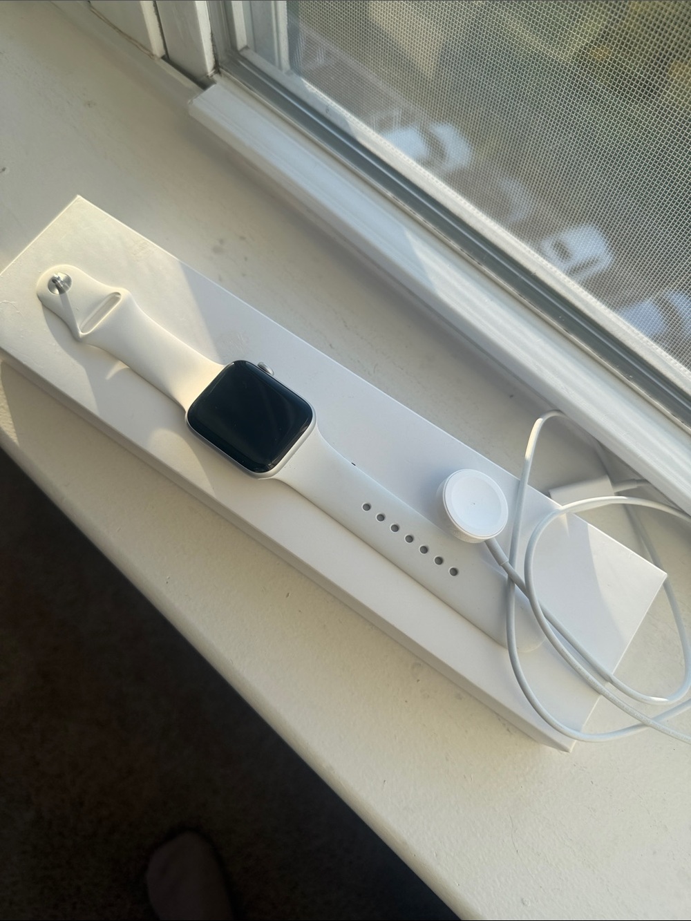 Apple Watch Silver Case, White Sport Band